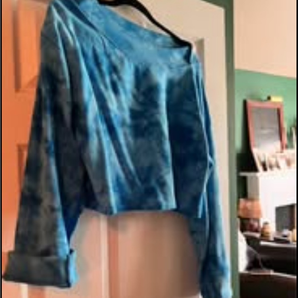 Free the People Blue Tie-Dye Lightweight Sweatshirt